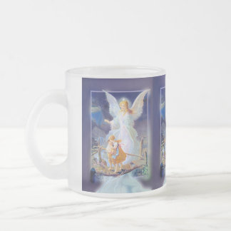 Taza De Cristal Esmerilado Ángel, niños y puente de guarda