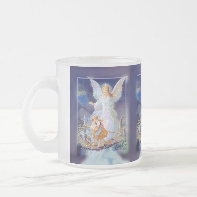 Taza De Cristal Esmerilado Ángel, niños y puente de guarda (Izquierda)