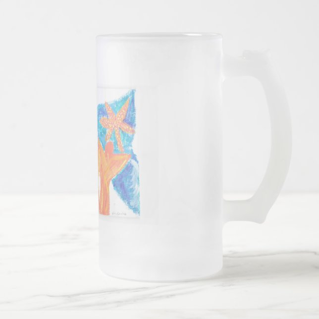 Taza De Cristal Esmerilado Ángeles de las olas de playa (Derecha)
