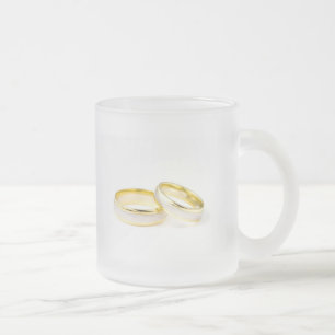 Taza De Cristal Esmerilado Anillos de bodas del amor del novio de la novia