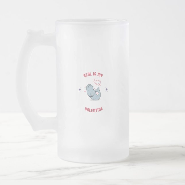 Taza De Cristal Esmerilado Animales curados Biólogo marino de San Valentín (Izquierda)