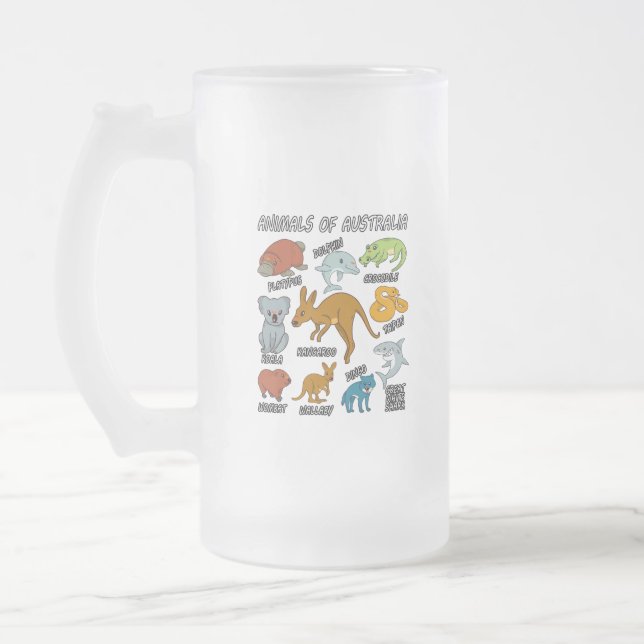 Taza De Cristal Esmerilado Animales De Australia (Izquierda)