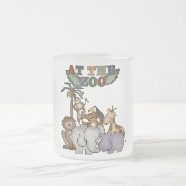 Taza De Cristal Esmerilado Animales en las camisetas y los regalos del parque (Centro)
