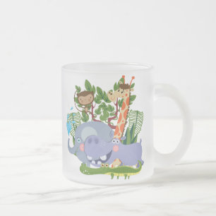 Taza De Cristal Esmerilado Animales lindos del safari