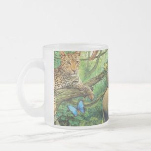 Taza De Cristal Esmerilado Animales que viven juntos tiran almohada