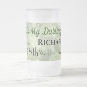 Taza De Cristal Esmerilado Aniversario de Bodas 18 años Esposo