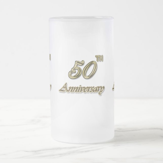 Taza De Cristal Esmerilado Aniversario del oro 50.o (Centro)
