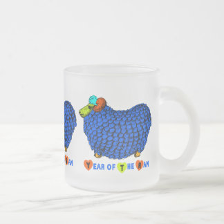 Taza De Cristal Esmerilado Año Chino Ram Azul Zodiac Glass Frotado M