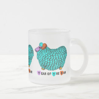 Taza De Cristal Esmerilado Año Chino Turquoise Ram Zodiac Glass Frotado M