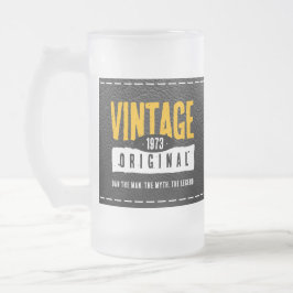 Taza De Cristal Esmerilado Año de nacimiento original de cuero negro