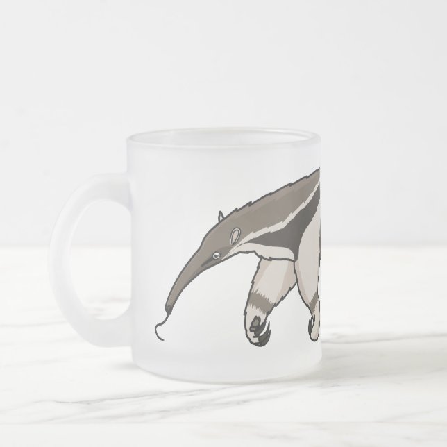 Taza De Cristal Esmerilado Anteater feliz personalizado ilustracion (Izquierda)