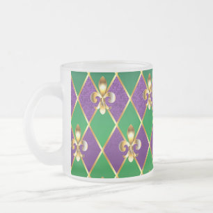 Taza De Cristal Esmerilado Antecedentes de joyas Mardi Gras