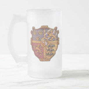 Taza De Cristal Esmerilado Antiguo Escudo de Armas de Suecia