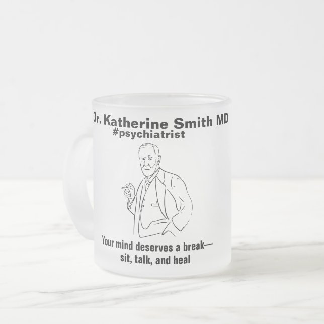 Taza De Cristal Esmerilado ANTISTRESS Freud Psychiatry Therapy Clinic Health (Anverso izquierdo)