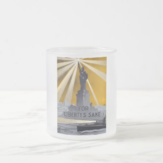 Taza De Cristal Esmerilado Antorcha de la Estatua de la Libertad y Armada de 