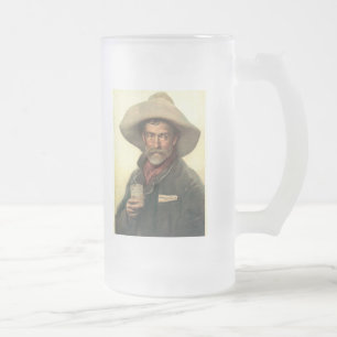 Taza De Cristal Esmerilado Anuncio 1889 de la cervecería