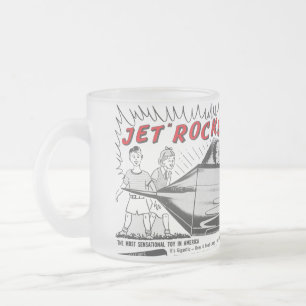 Taza De Cristal Esmerilado Anuncio de Nave Espacial Vintage Jet Rocket