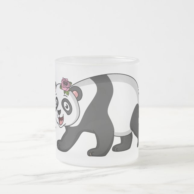 Taza De Cristal Esmerilado Aoso panda alegre y lindo con personalizado de flo (Centro)