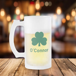 Taza De Cristal Esmerilado Apellido personalizado del amante verde irlandés