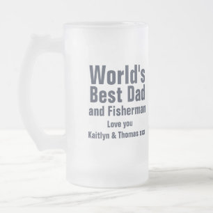 Taza De Cristal Esmerilado Apenas pesca del mejores papá del mundo y vidrio