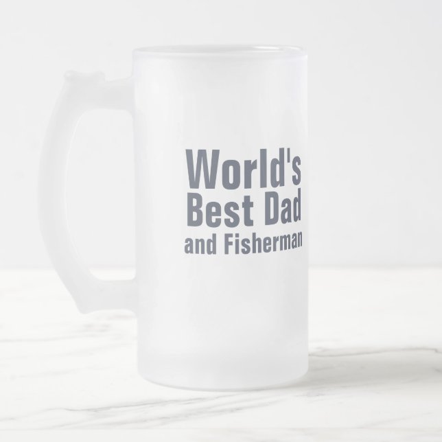 Taza De Cristal Esmerilado Apenas pesca del mejores papá del mundo y vidrio (Izquierda)