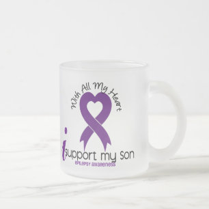 Taza De Cristal Esmerilado Apoyo mi epilepsia del hijo