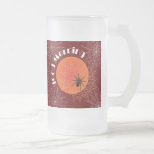 Taza De Cristal Esmerilado Araña de cruz en la red con alba