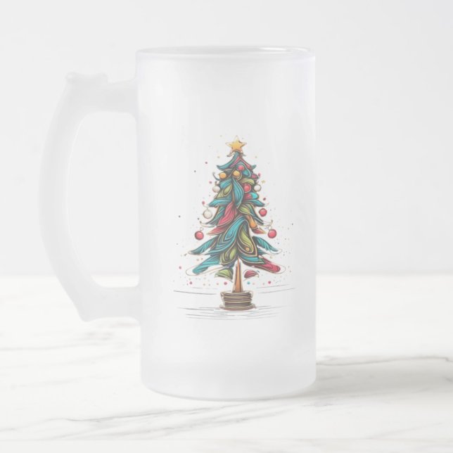 Taza De Cristal Esmerilado Árbol de navidad (Izquierda)