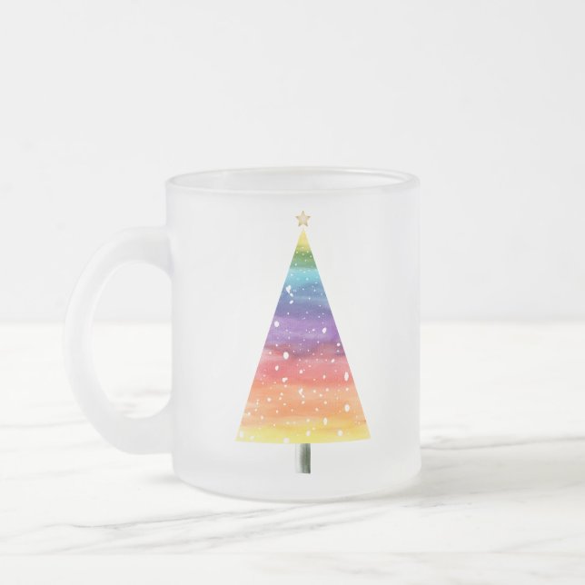 Taza De Cristal Esmerilado Árbol de navidad arcoiris (Izquierda)
