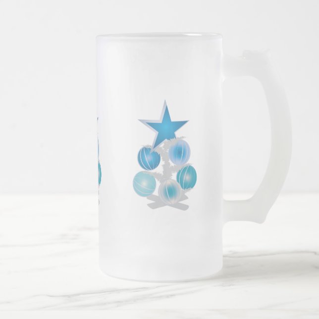 Taza De Cristal Esmerilado Árbol de Navidad azul (Derecha)
