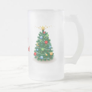 Taza De Cristal Esmerilado Árbol de Navidad, cerdo
