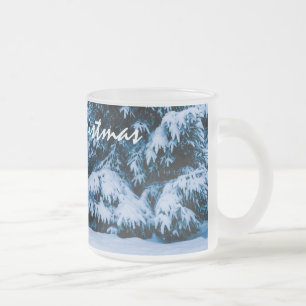 Taza De Cristal Esmerilado Árbol de Navidad de los bosques de invierno