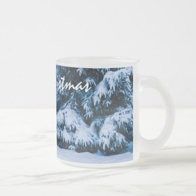Taza De Cristal Esmerilado Árbol de Navidad de los bosques de invierno (Derecha)
