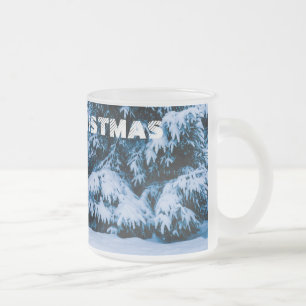 Taza De Cristal Esmerilado Árbol de Navidad de los bosques de invierno