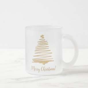 Taza De Cristal Esmerilado Árbol de navidad dorada