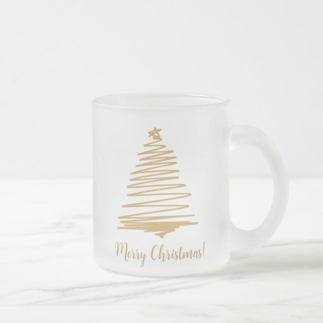 Taza De Cristal Esmerilado Árbol de navidad dorada (Derecha)