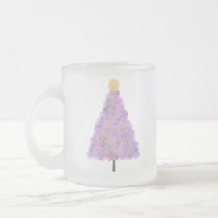 Taza De Cristal Esmerilado Árbol de navidad purpurina morado