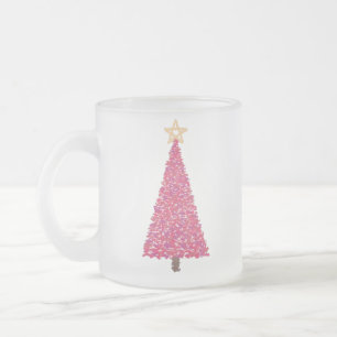 Taza De Cristal Esmerilado Árbol de navidad rosa