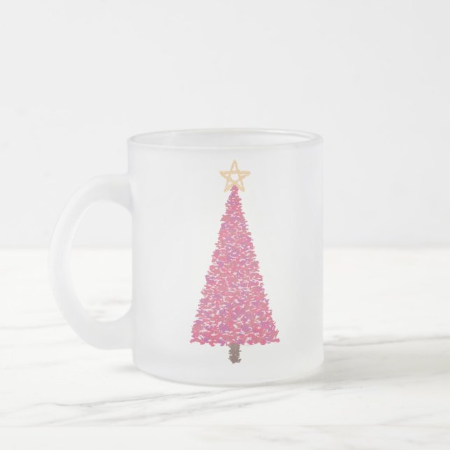 Taza De Cristal Esmerilado Árbol de navidad rosa (Izquierda)