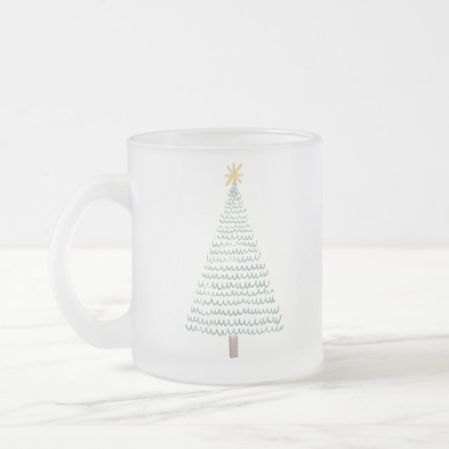Taza De Cristal Esmerilado Árbol de navidad verde moderno (Izquierda)