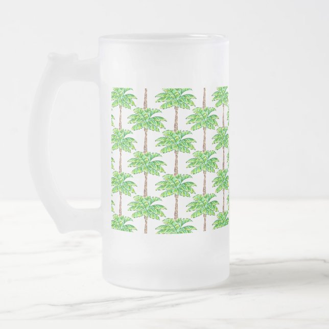 Taza De Cristal Esmerilado Árbol de palma verde de Isla Tropical (Izquierda)
