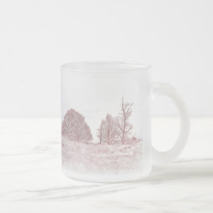 TAZA DE CRISTAL ESMERILADO ÁRBOLES DE INVIERNO