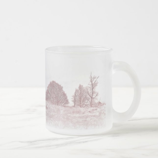 TAZA DE CRISTAL ESMERILADO ÁRBOLES DE INVIERNO (Derecha)
