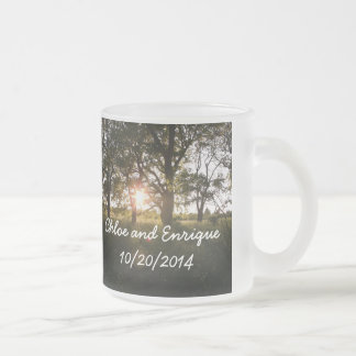 Taza De Cristal Esmerilado Árboles de la silueta y Weddin personalizado luz