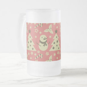 Taza De Cristal Esmerilado Árboles de Navidad retro estrella de berry caramel