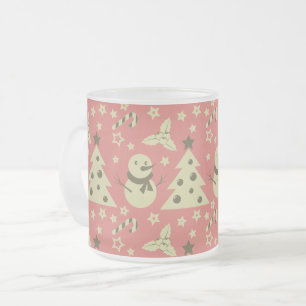 Taza De Cristal Esmerilado Árboles de Navidad retro estrella de berry caramel
