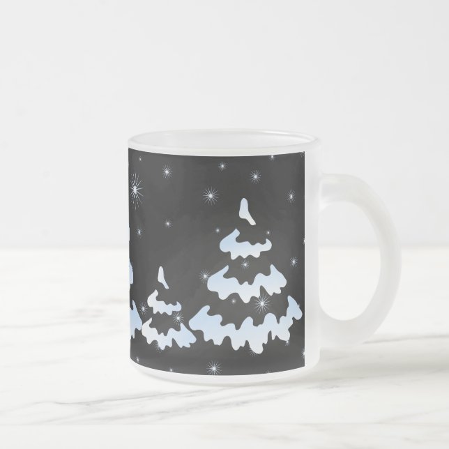 Taza De Cristal Esmerilado Árboles de nieve de Navidad (Derecha)