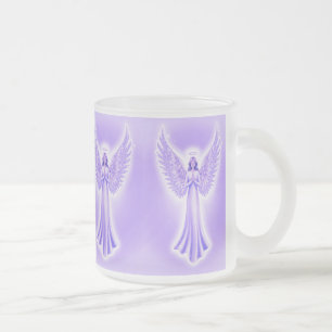 Taza De Cristal Esmerilado Arcángel Zadkiel Navidades Púrpura Y Blanco