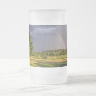 Taza De Cristal Esmerilado Arcoiris doble a través de la lluvia de escarcha