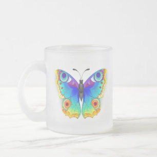 Taza De Cristal Esmerilado Arcoiris mariposa Peacock Eye